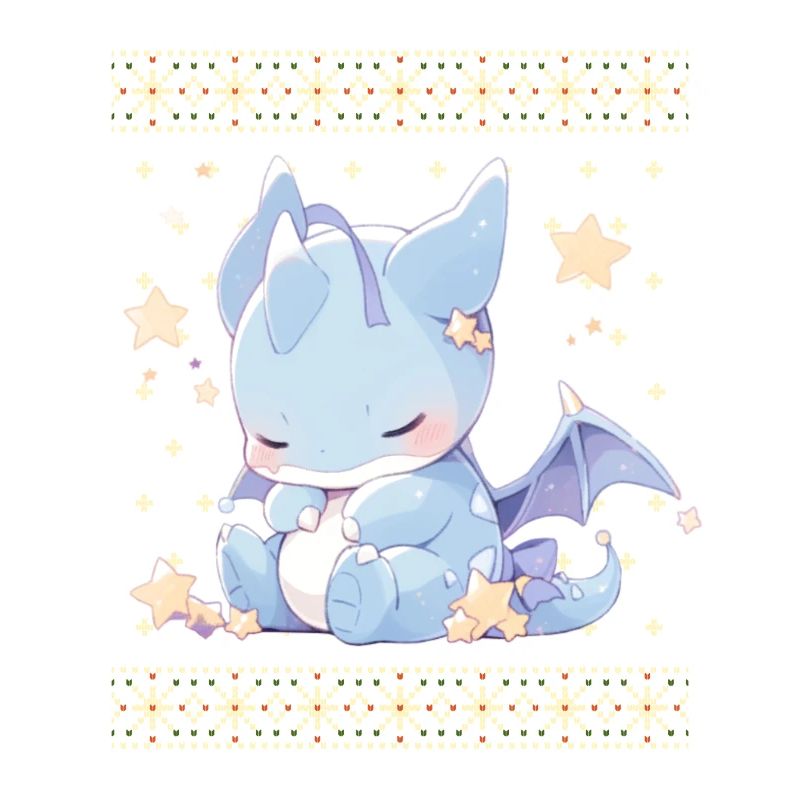 Dragon kawaii dans le style pull de Noël moche