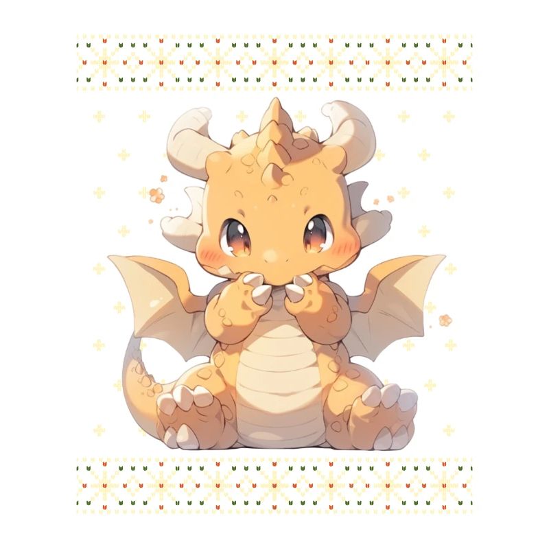 Dragon kawaii dans le style pull de Noël moche