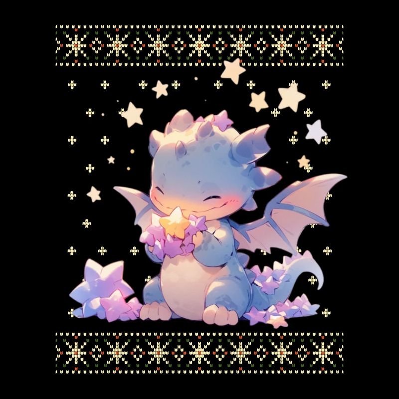 Dragon kawaii dans le style pull de Noël moche