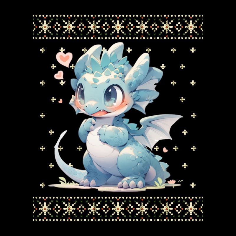 Dragon kawaii dans le style pull de Noël moche