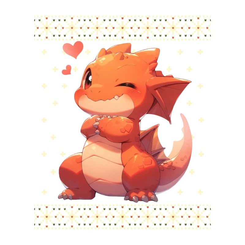 Dragon kawaii dans le style pull de Noël moche