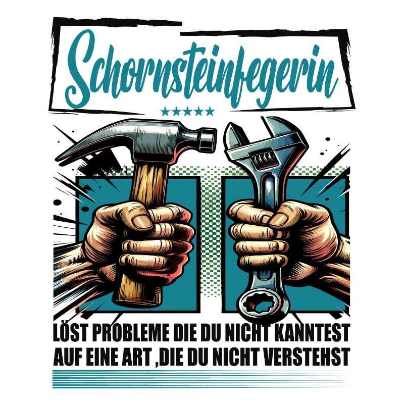 Schornsteinfegerin Beruf mit lustigen Spruch