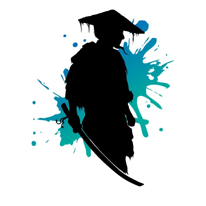 Samurai Kampfgeist Tinte Splash Kunst
