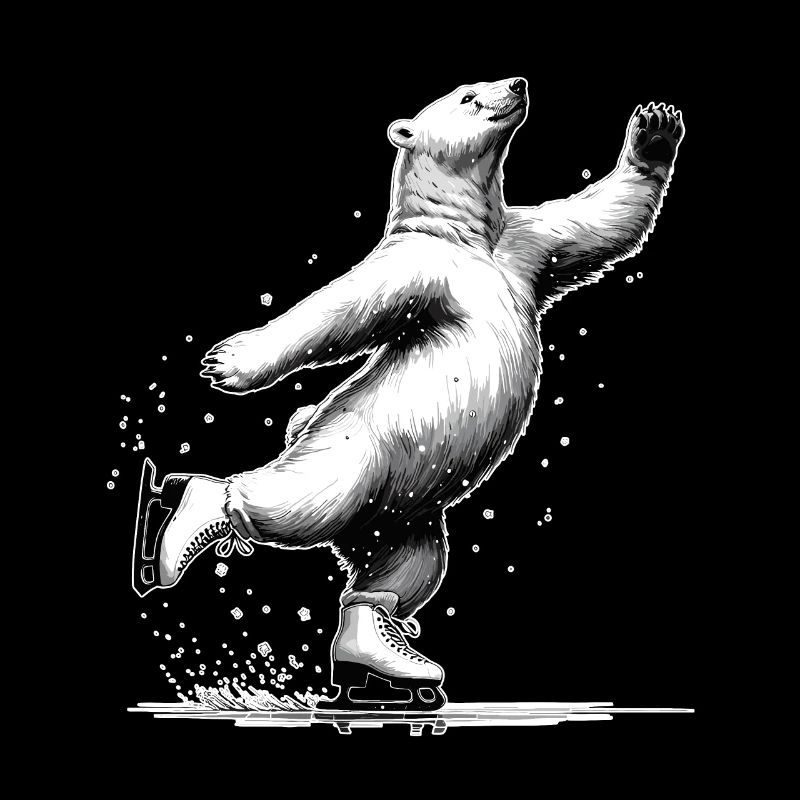 Polar bear loves ice skating Arctic North Pole