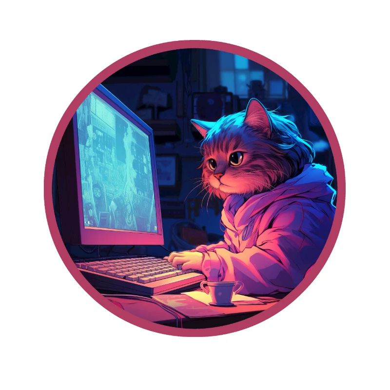 Anime Cat Vaporwave Retro Computer Nostalgia