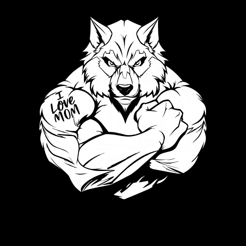 Wolf Biceps Tattoo I Love Mom