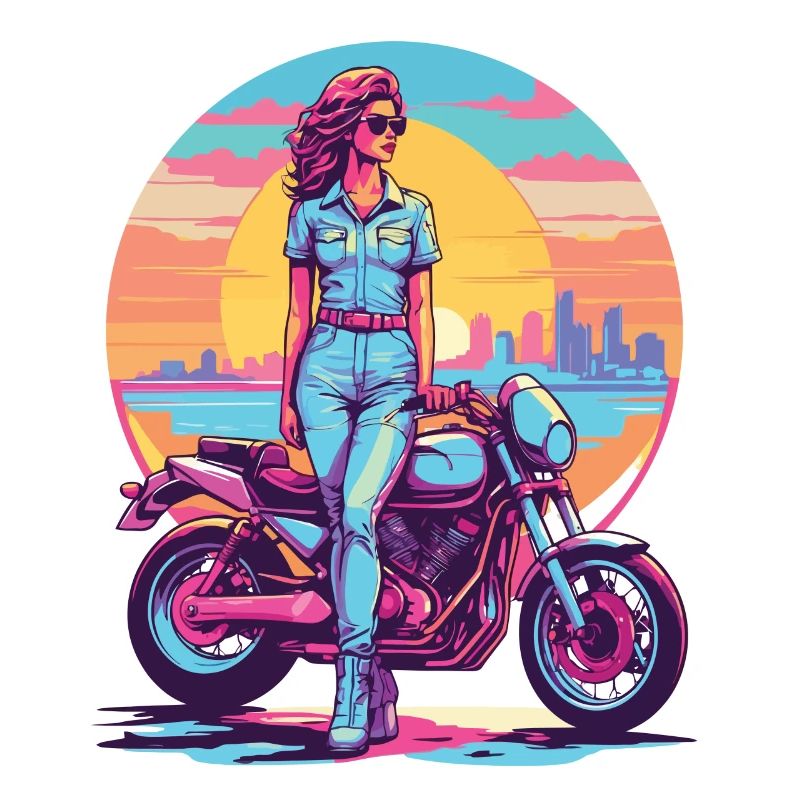 Retro Synthwave Freedom Motorcycle Biker