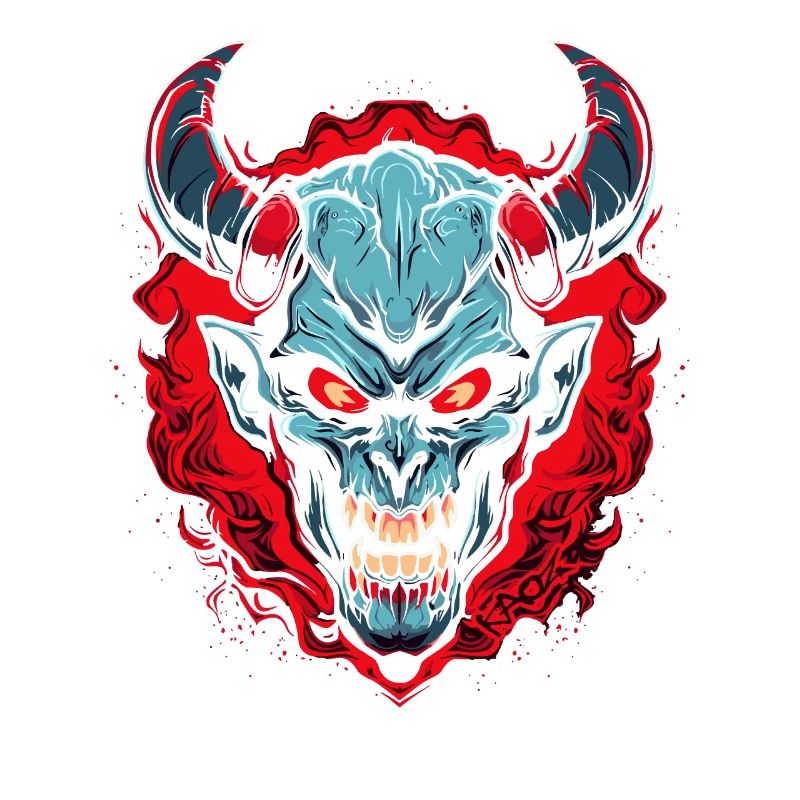 Mittelalterliche Flammen und Teufel oder Dämon