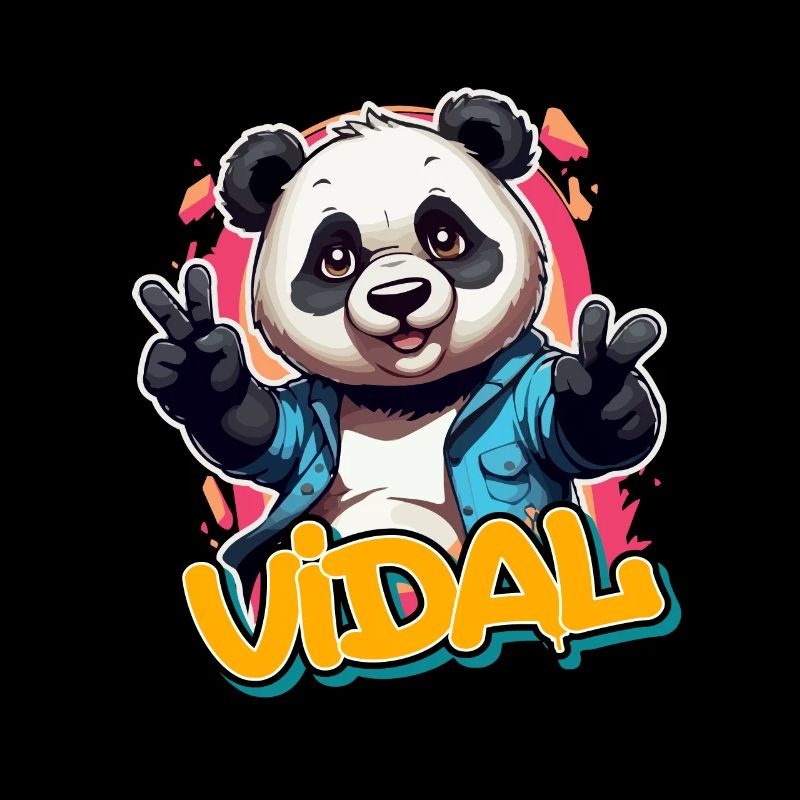 VIDAL - Beau nom de garçon avec Cool Panda
