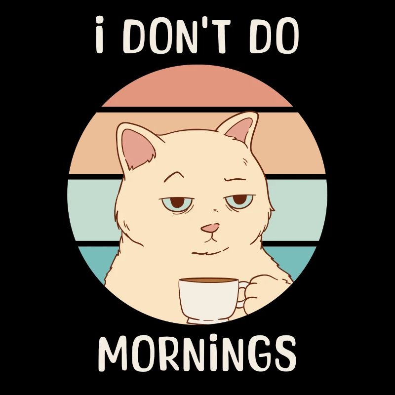 Funny Cat Drinking Coffee Bored Sarcastic Work