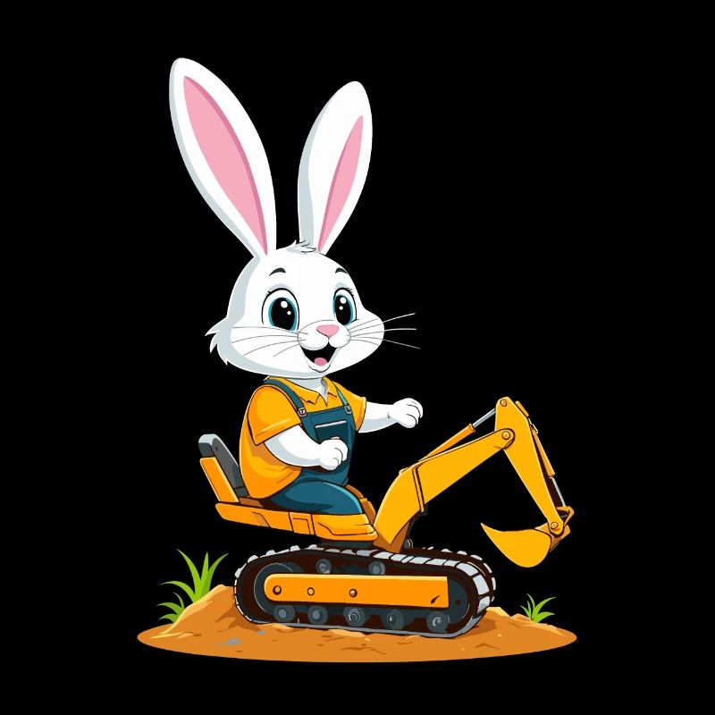 Easter Bunny Excavator Driver Funny Easter Eggs Digging
