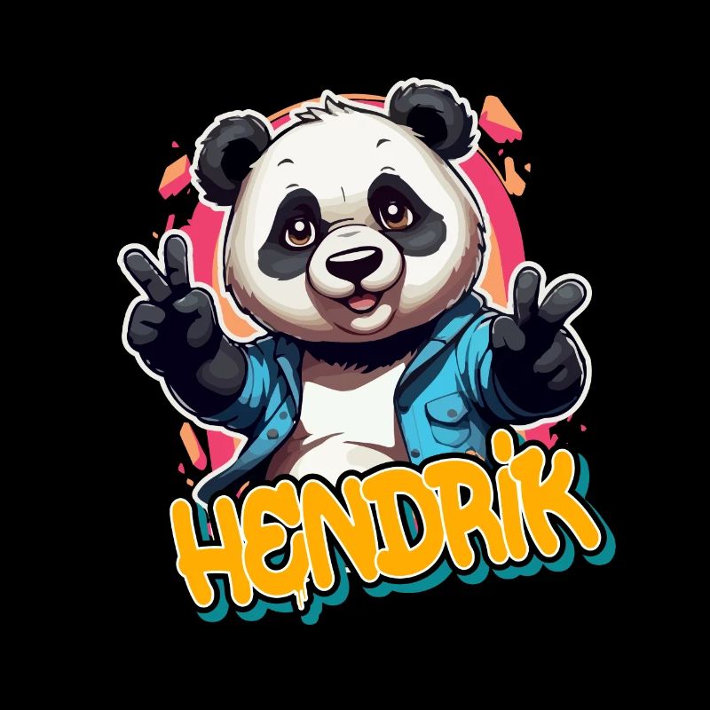 HENDRIK - Handsome Boy Name with Cool Panda