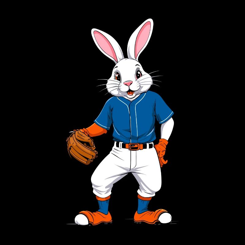 Baseball Player Easter Bunny Funny Design