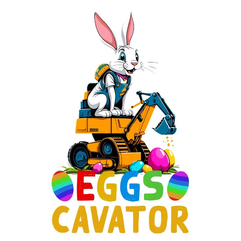 Funny Easter Saying Easter Bunny Excavator Driver