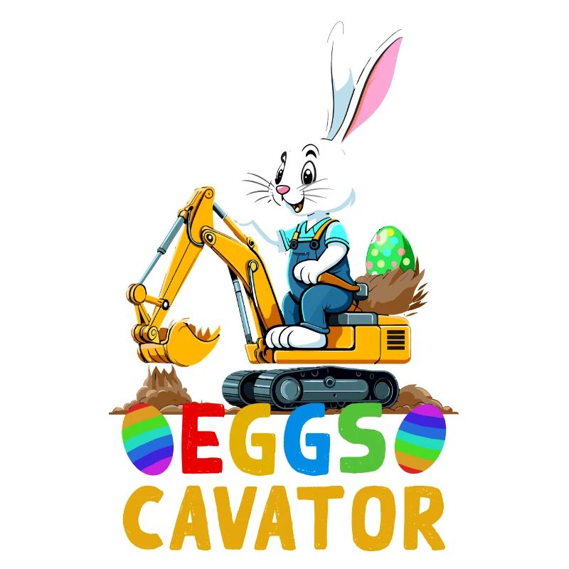 Funny Easter Saying Easter Bunny Excavator Driver