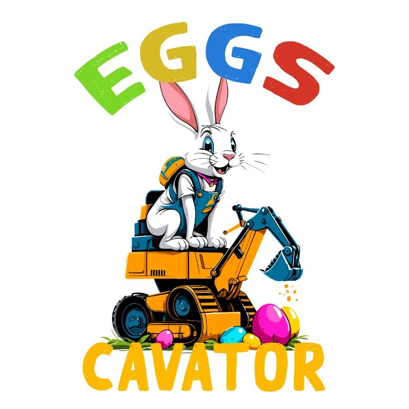 Funny Easter Saying Easter Bunny Excavator Driver