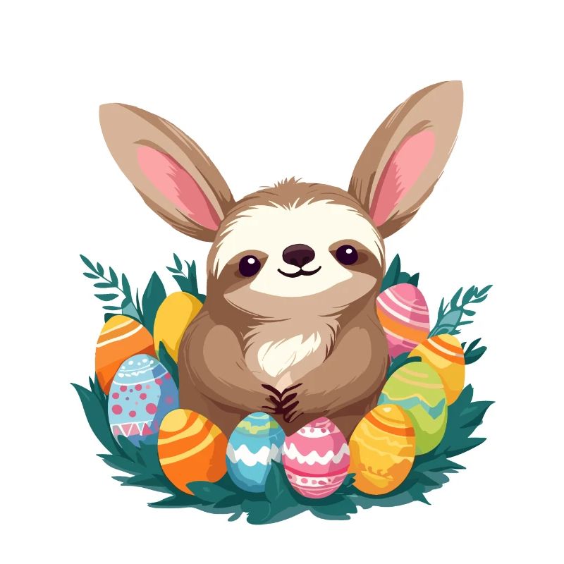 Funny Sloth Easter Bunny Iconic Easter