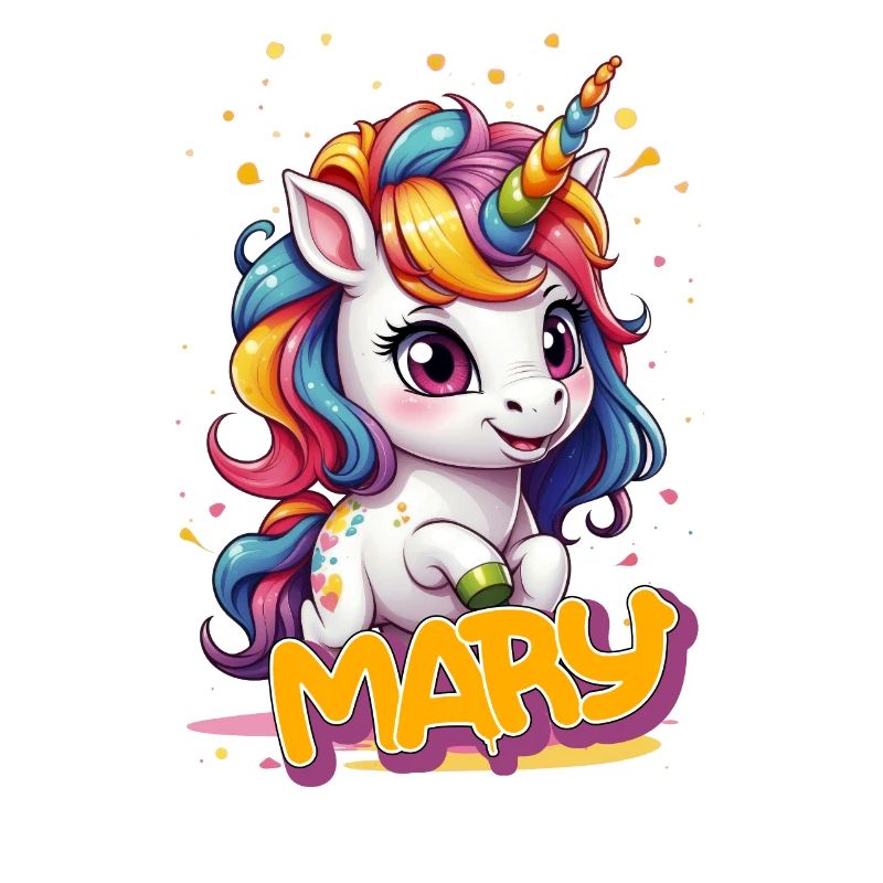 MARY - Schöner Mädchen Name mit süßem Einhorn