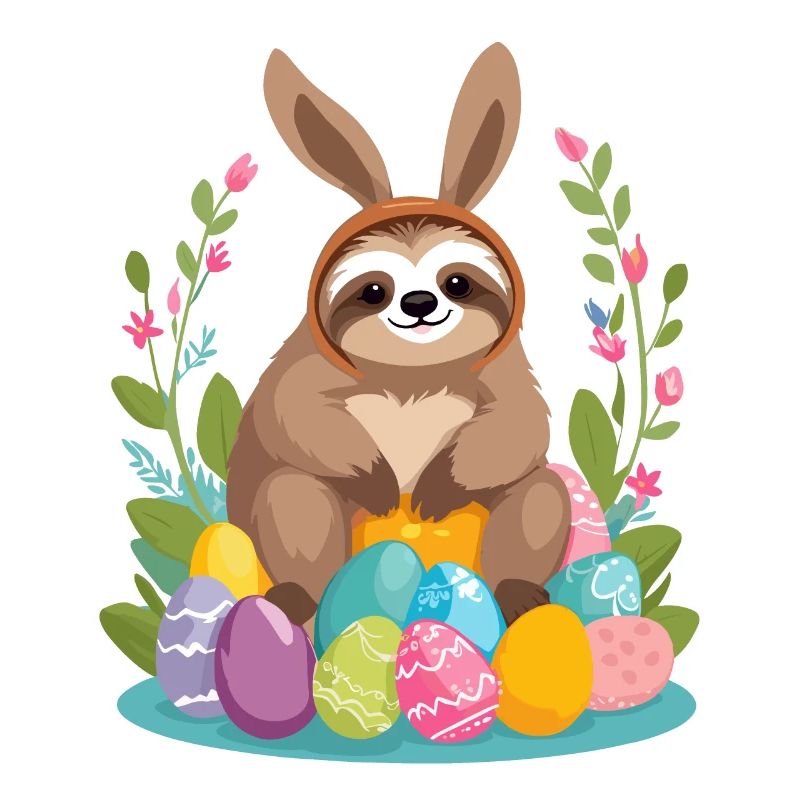 Funny Sloth Easter Bunny Iconic Easter