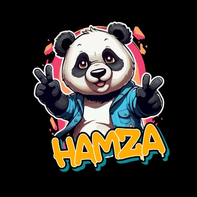 HAMZA - Beau prénom de garçon avec un panda cool