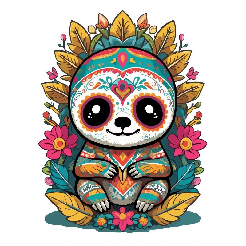 Sloth Iconic Sugar Skull Mexico