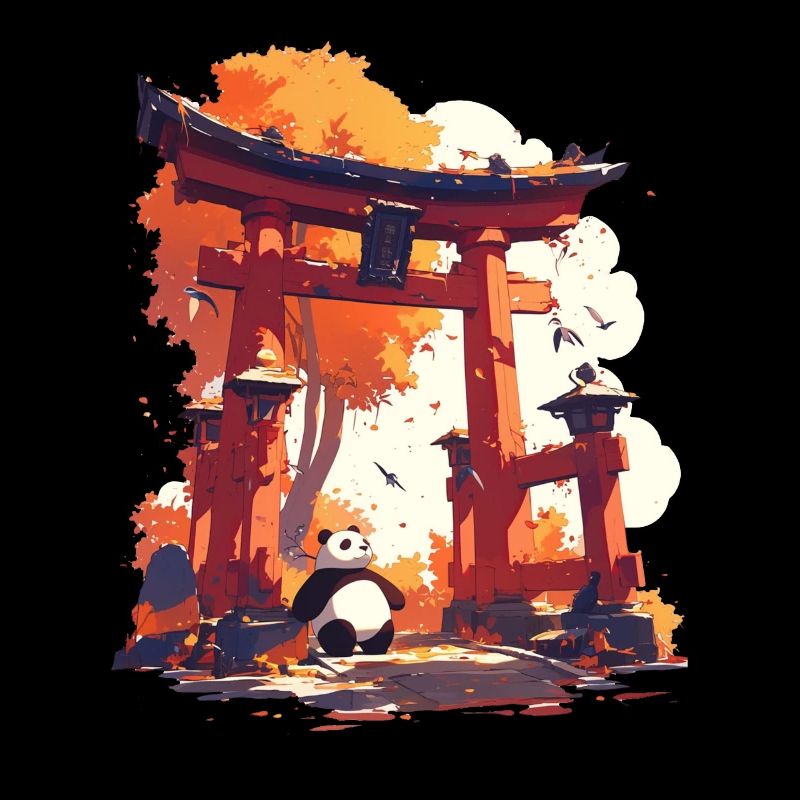 Panda Bear Japanese Torii Gate Giant Panda