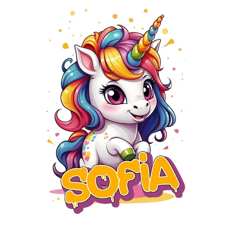 SOFIA - Schöner Mädchen Name mit süßem Einhorn