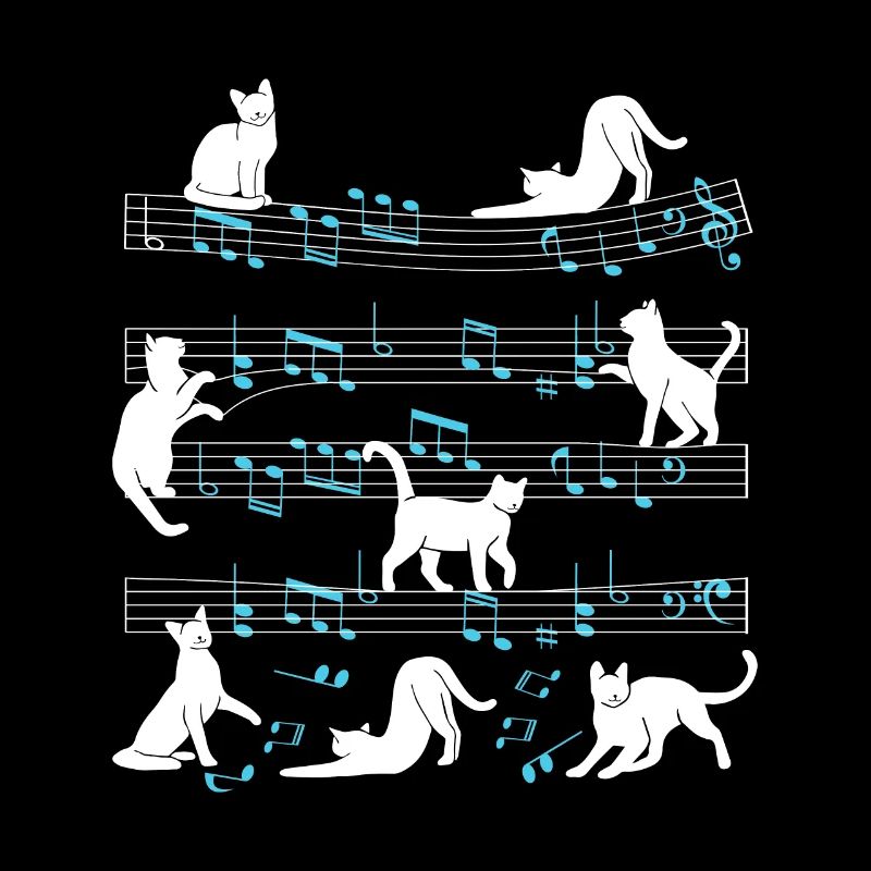 Cats playing with music note cat