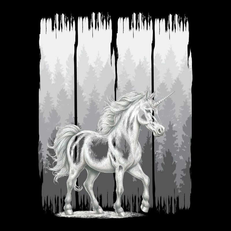 Wald Pferd Pferde Einhörner Einhorn Wildpferd