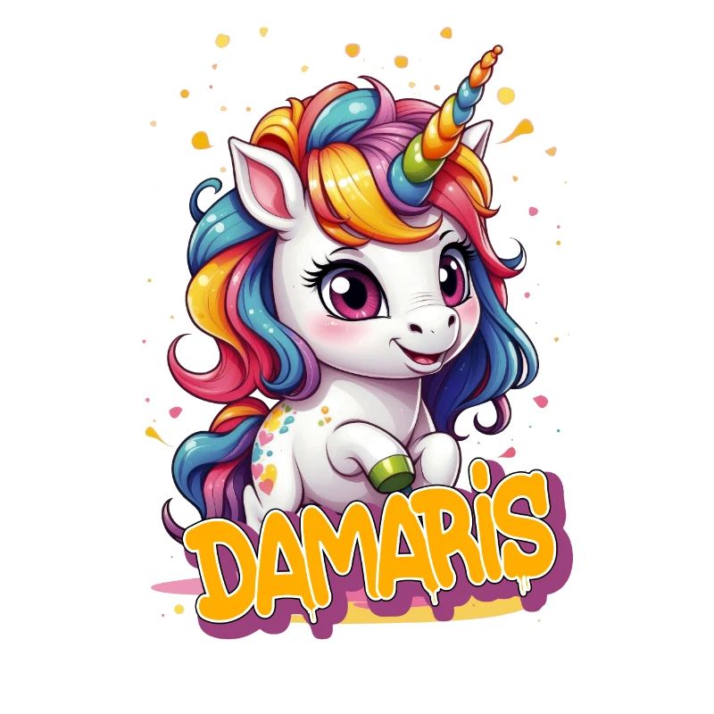 DAMARIS - Schöner Mädchen Name mit süßem Einhorn