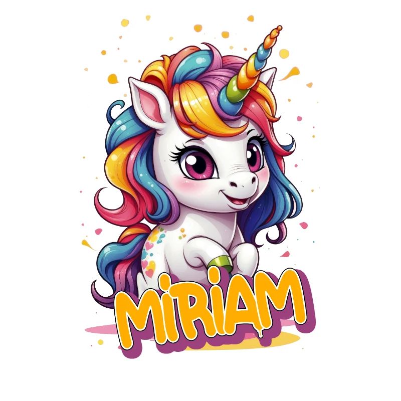 MIRIAM - Schöner Mädchen Name mit süßem Einhorn