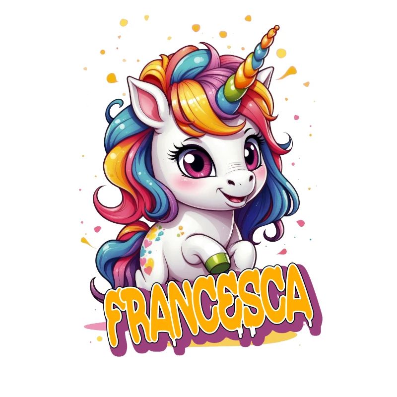 FRANCESCA - Schöner Mädchen Name mit süßem Einhorn