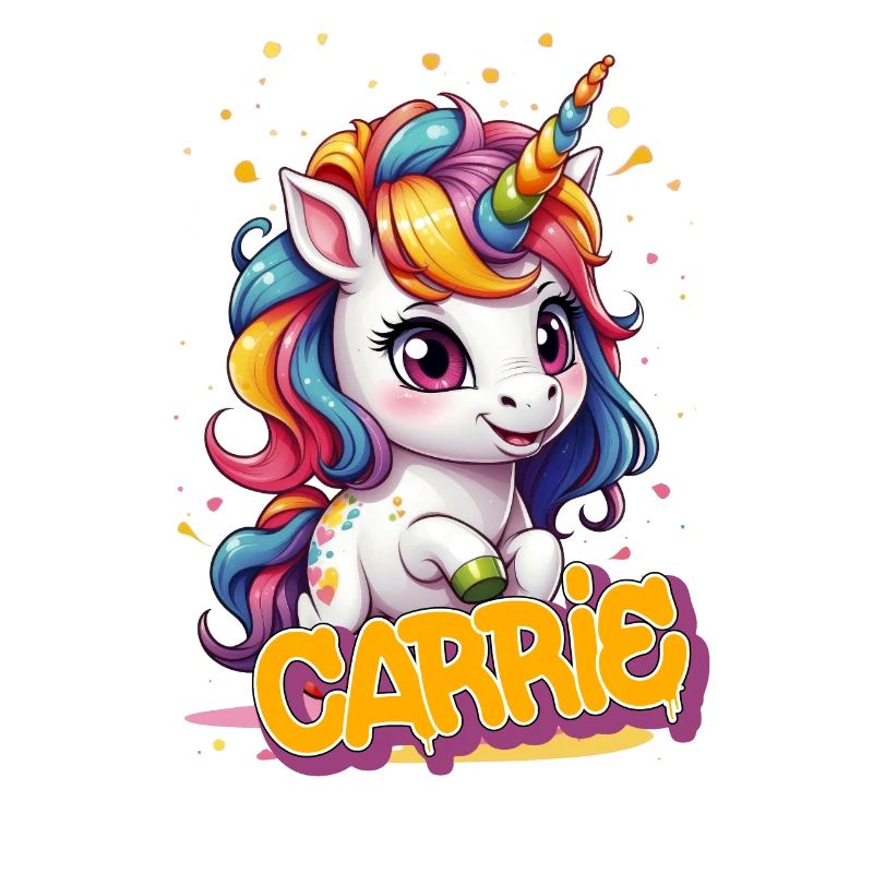 CARRIE - Schöner Mädchen Name mit süßem Einhorn