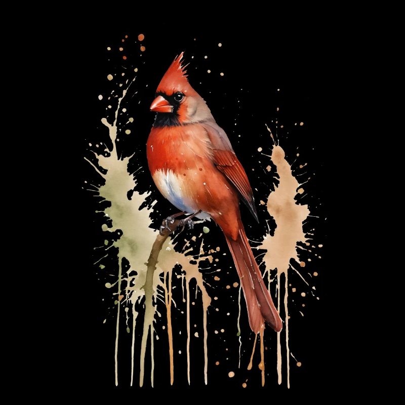 Nördlicher Kardinal Aquarell - Lebendiger Vogel