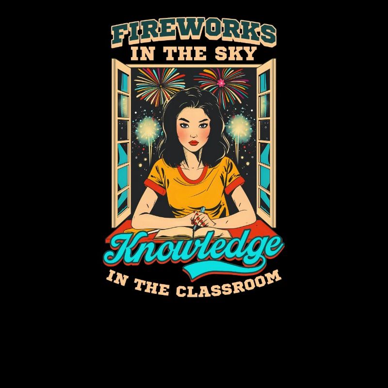 Patriotic Teacher Fireworks Sky Knowledge Classroo