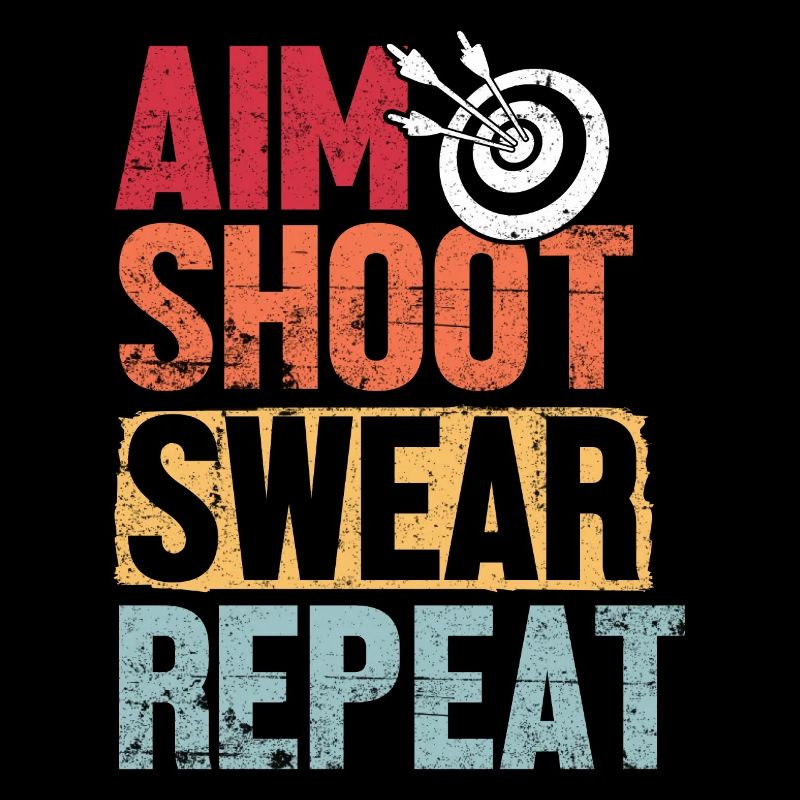 Aim Shoot Swear Repeat Archery Retro Groovy Bow