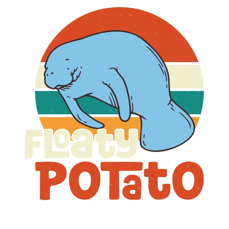 Funny Manatee Manatee Floaty Potato Illustratio
