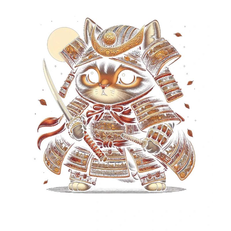 Japanese Samurai Cat Warrior Retro Ninja