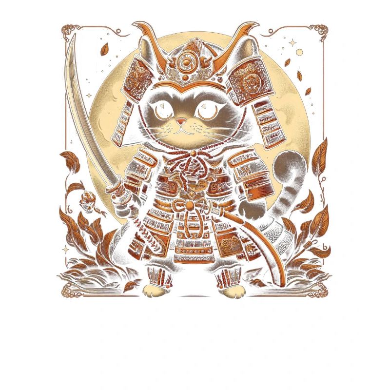 Japanese Samurai Cat Warrior Retro Ninja