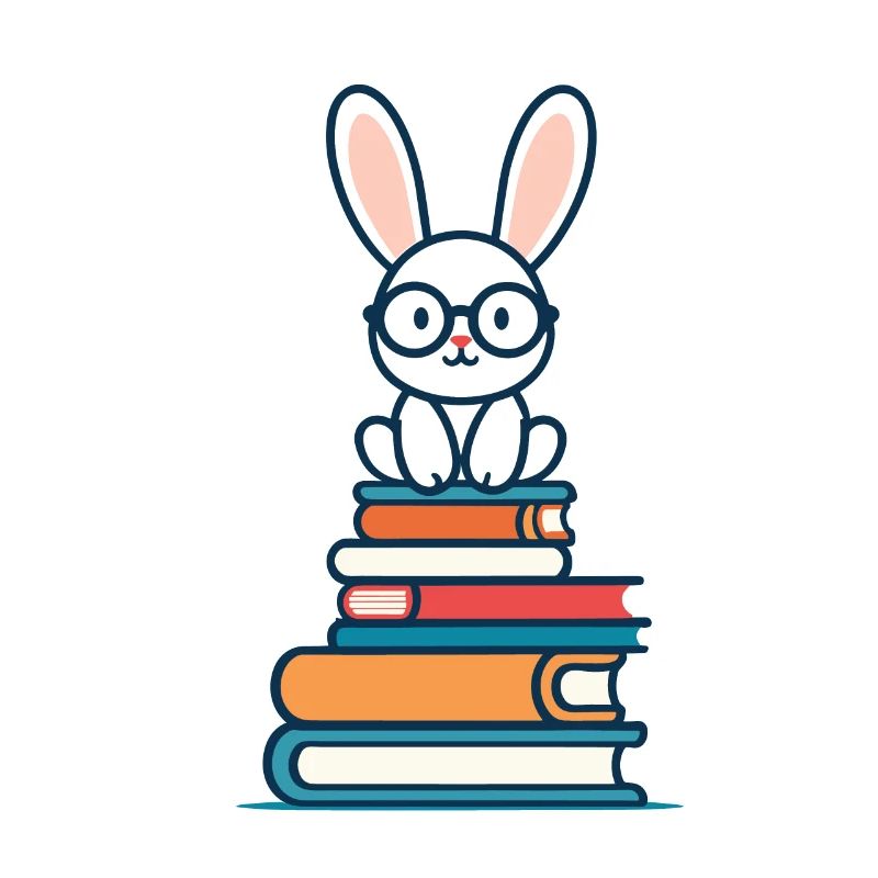 Reading Bunny Enthusiastic Book Lover Bunny