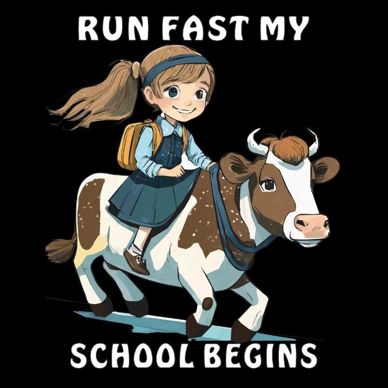 FILLE VACHE COURS VITE MON ÉCOLE COMMENCE