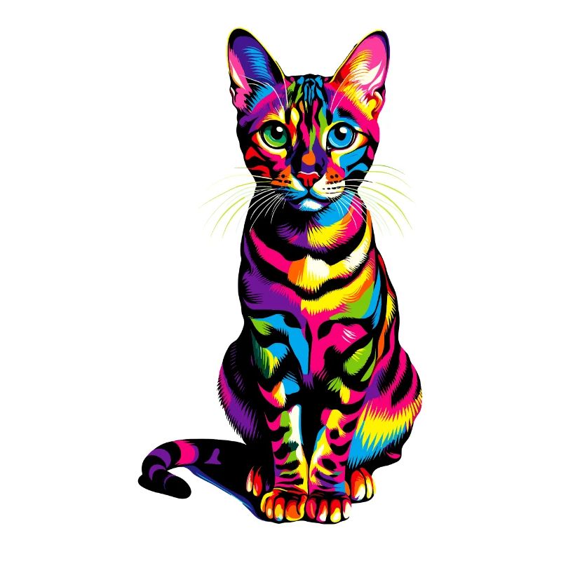Chat Pop Art Coloré du Bengale