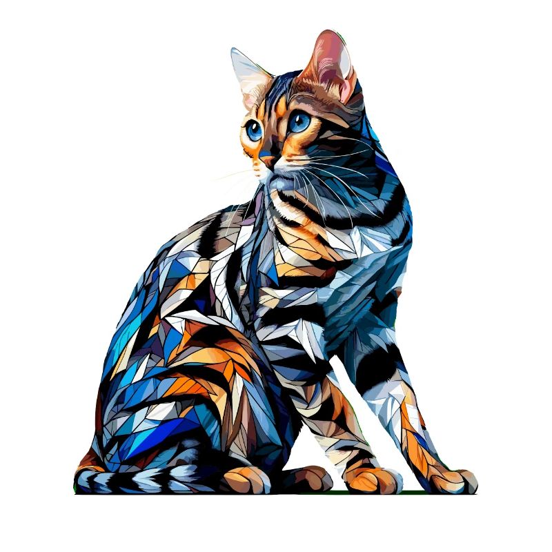 Polygone Art Bengal Chat