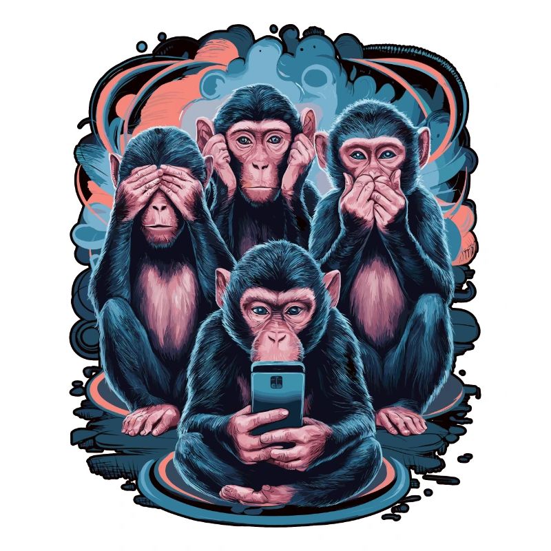 singe sage avec téléphone portable drôle multi conception multimédia