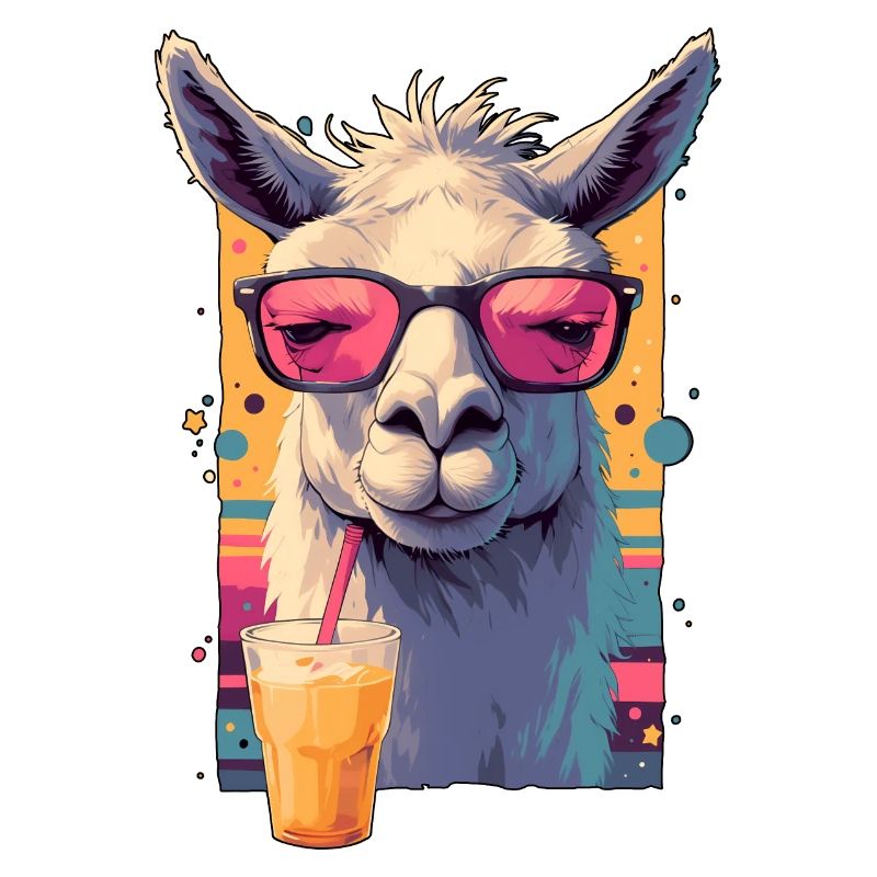 Cool Lama Repos Grinmp Face Drôle Design Rétro
