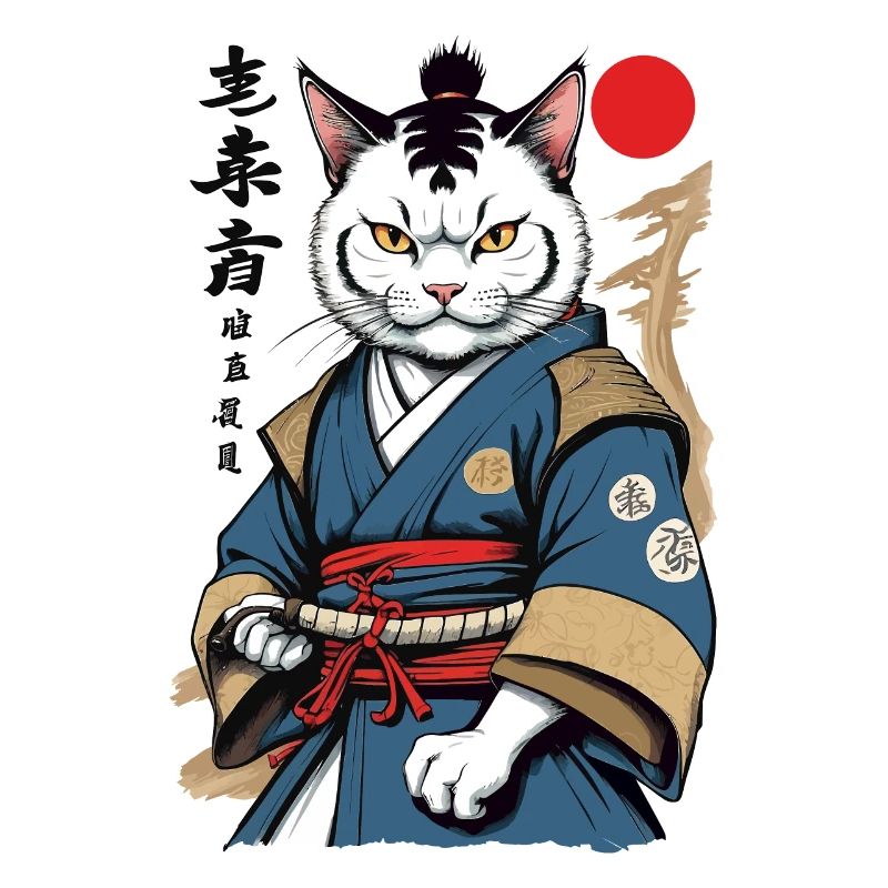 Samurai Katze Vintage Ukiyo-E Aesthetic Japan