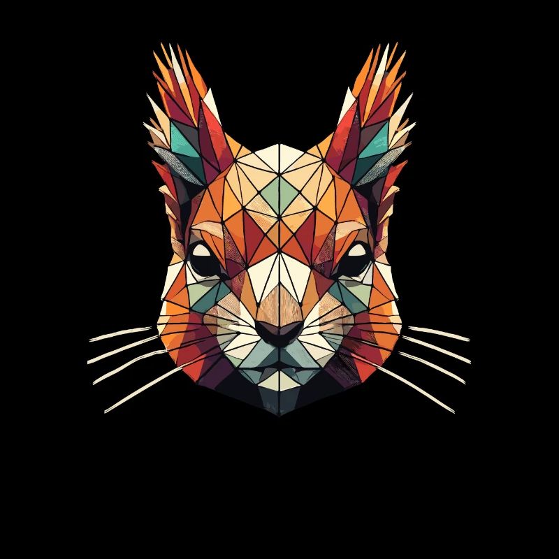Geometrische Kunst Rote Eichhörnchen Eichhörnchen
