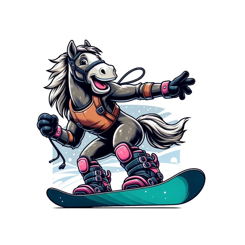 Cheval snowboarder mignon