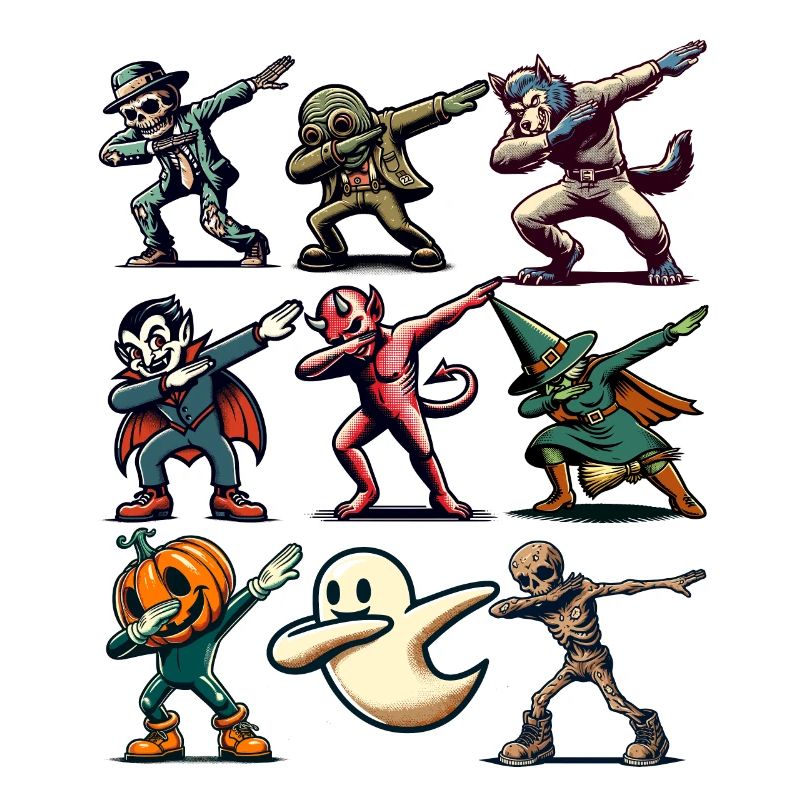 Dabbing Halloween Creatures Funny Dabbing