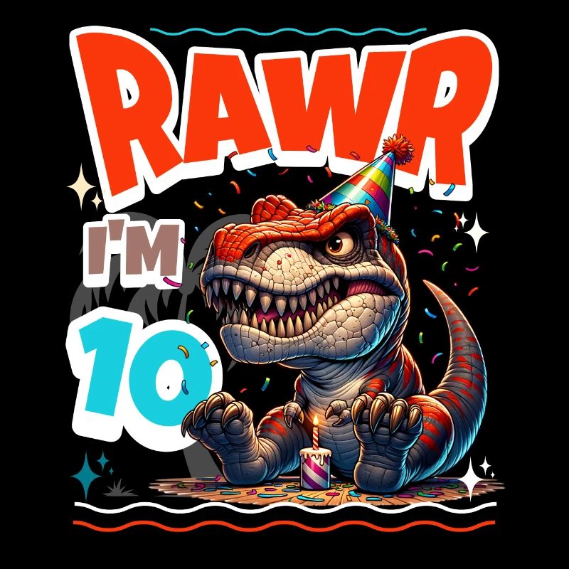 10th Birthday Rawr T Rex Dinosaur